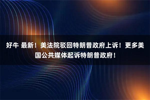 好牛 最新！美法院驳回特朗普政府上诉！更多美国公共媒体起诉特朗普政府！