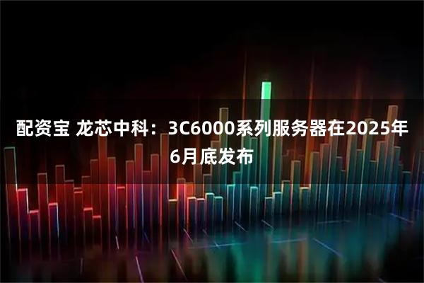 配资宝 龙芯中科：3C6000系列服务器在2025年6月底发布